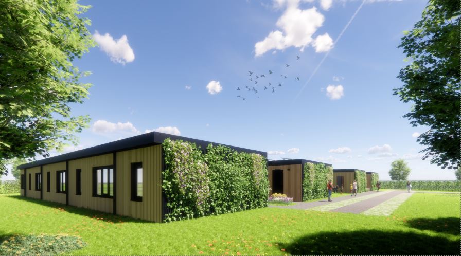Artist impression tijdelijke woningen